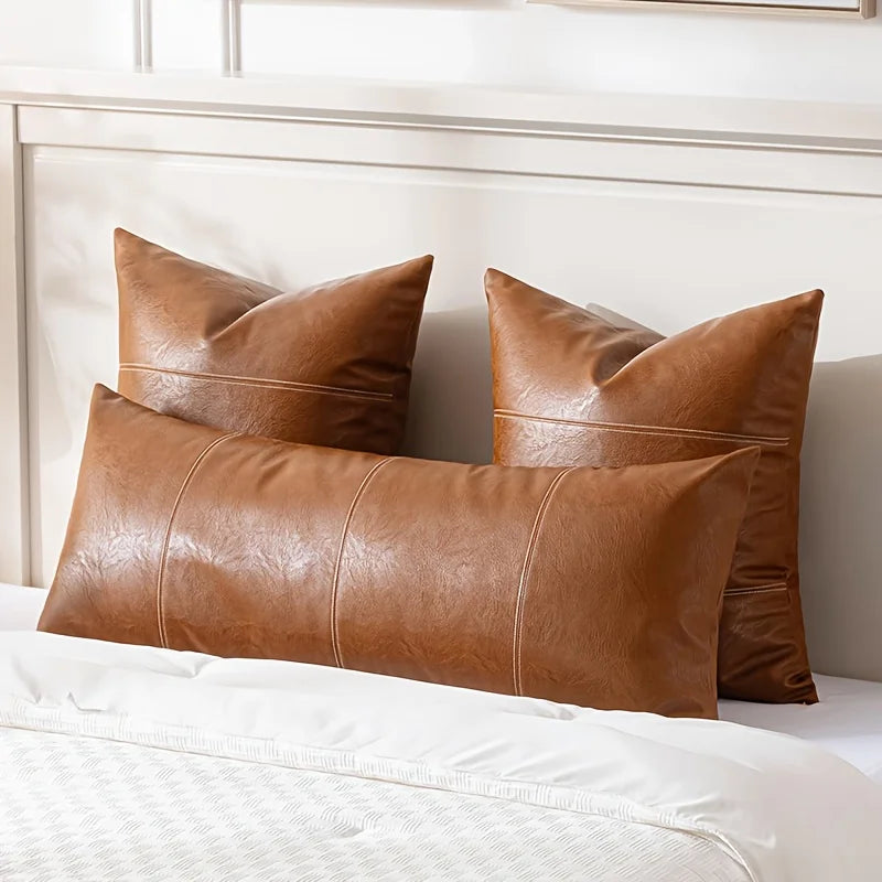 Housse de coussin cuir