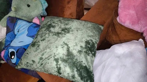 Un coussin vert clair sur un canapé