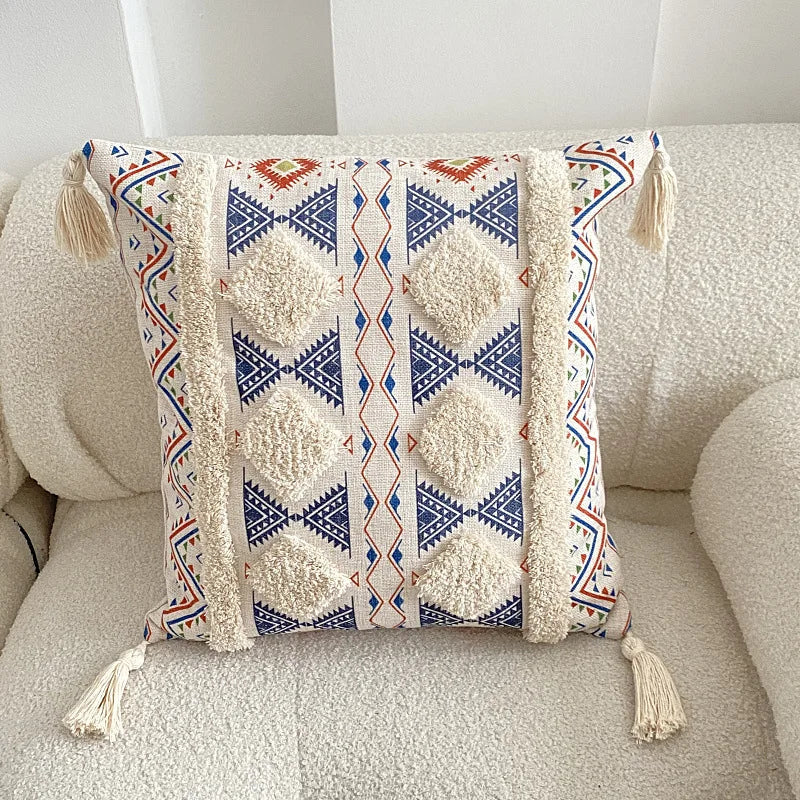 Coussin bohème chic - blanc