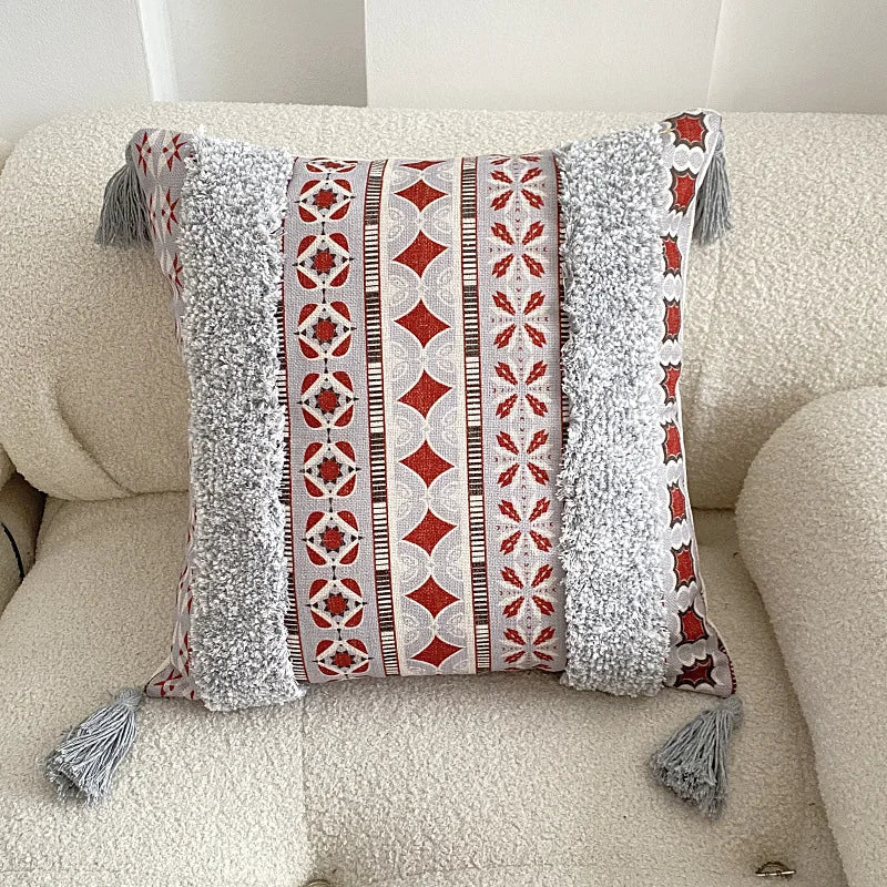 Coussin bohème chic - gris