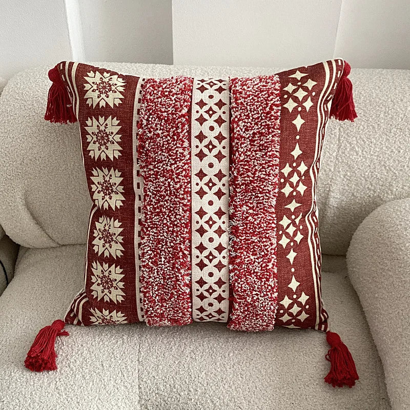 Coussin bohème chic - rouge