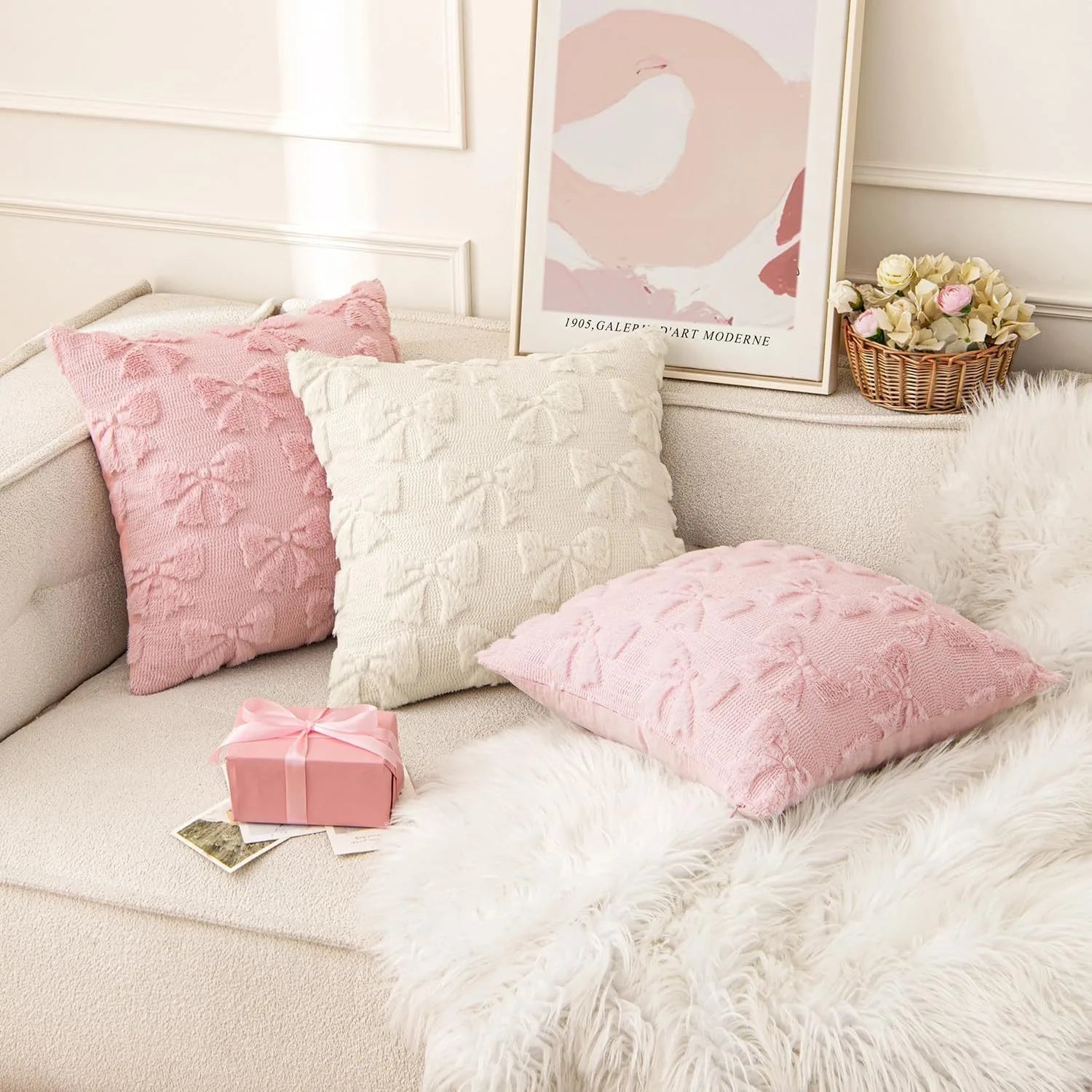 Coussin canapé rose pale