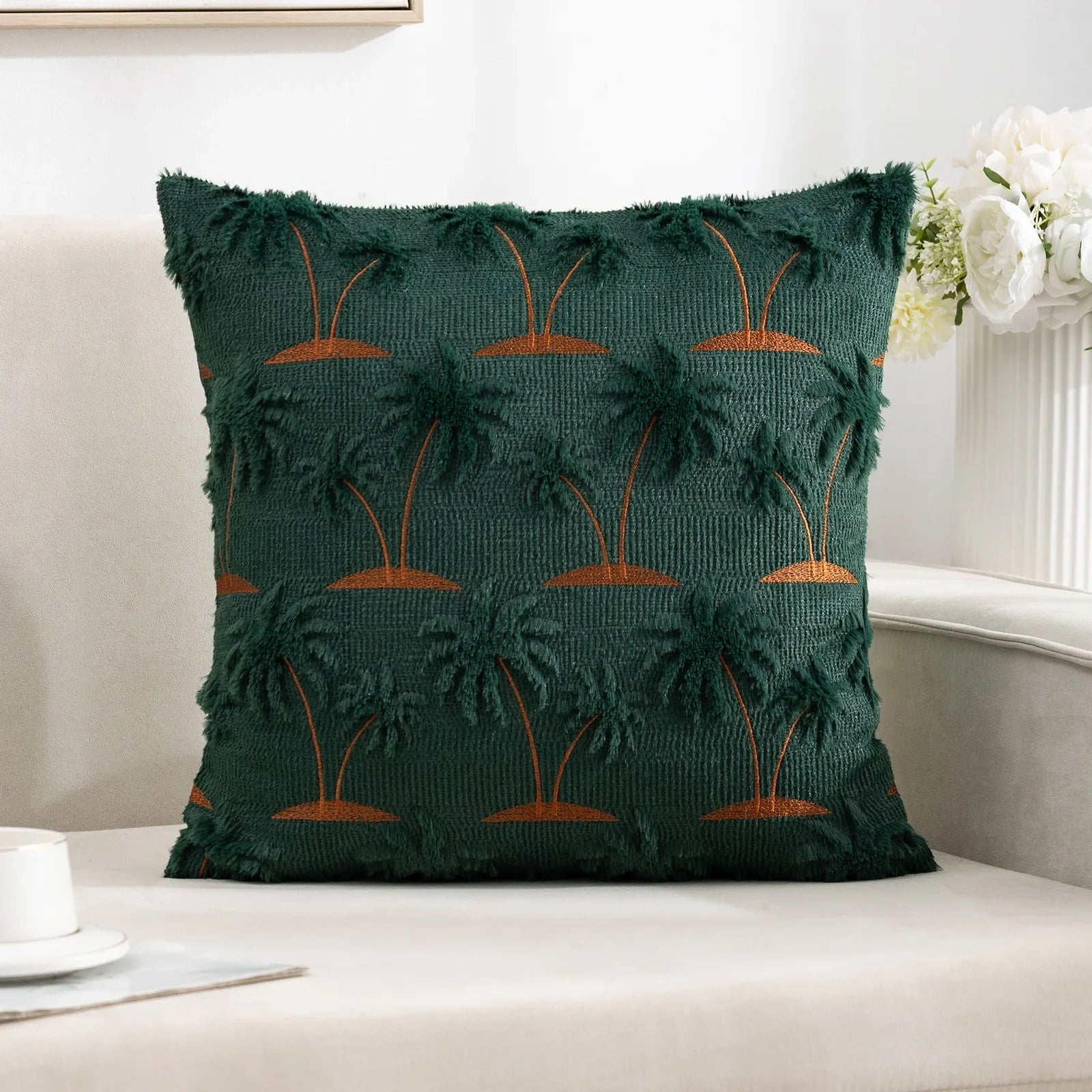 Coussin canapé vert foncé