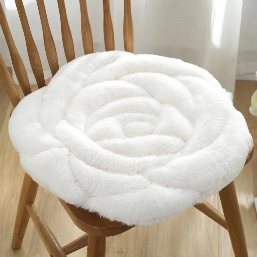 Coussin chaise fleuri - blanc