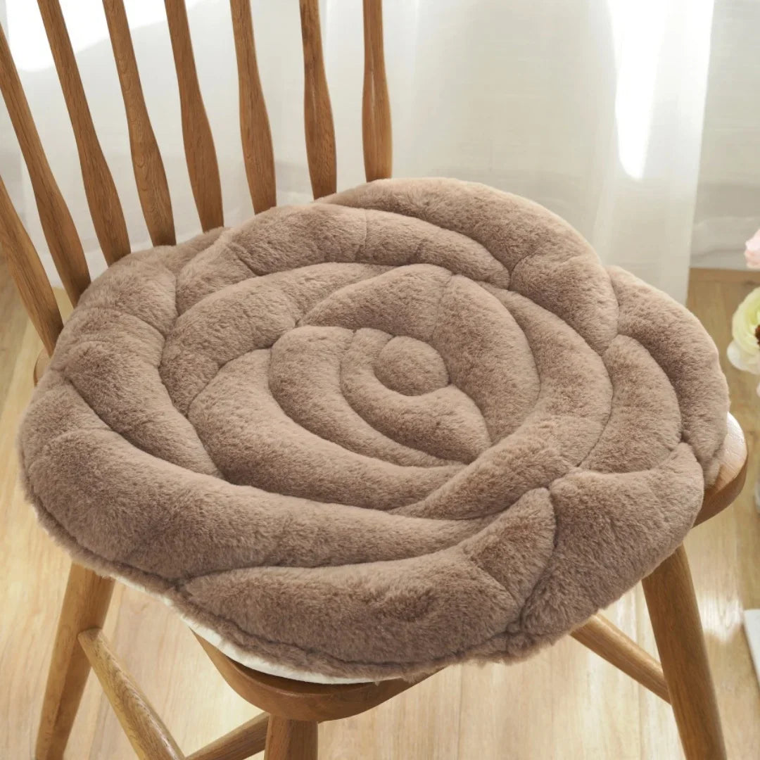 Coussin chaise fleuri - brun