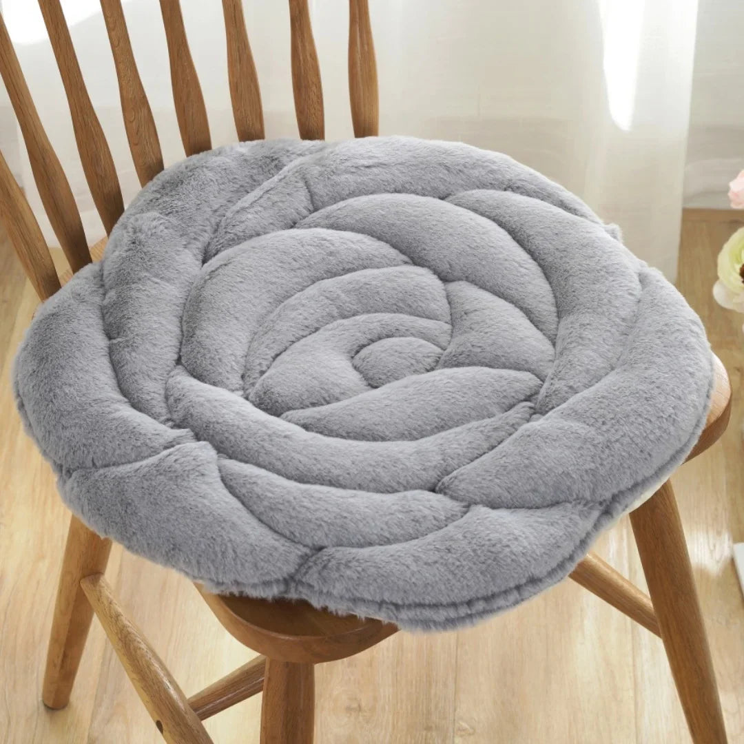 Coussin chaise fleuri - gris