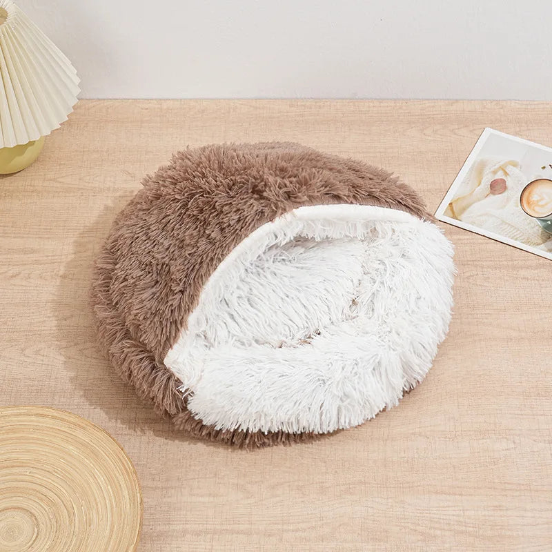 Coussin chat fourrure - brun / 40cm