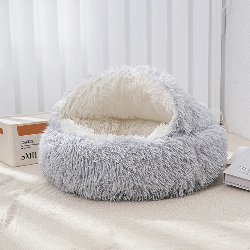 Coussin chat fourrure - gris / 40cm