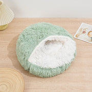 Coussin chat fourrure - vert / 40cm