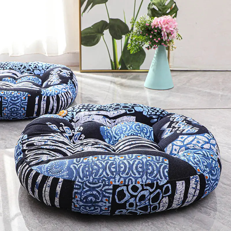 Coussin de sol rond - bleu