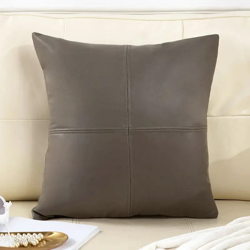 Coussin en cuir - brun foncé