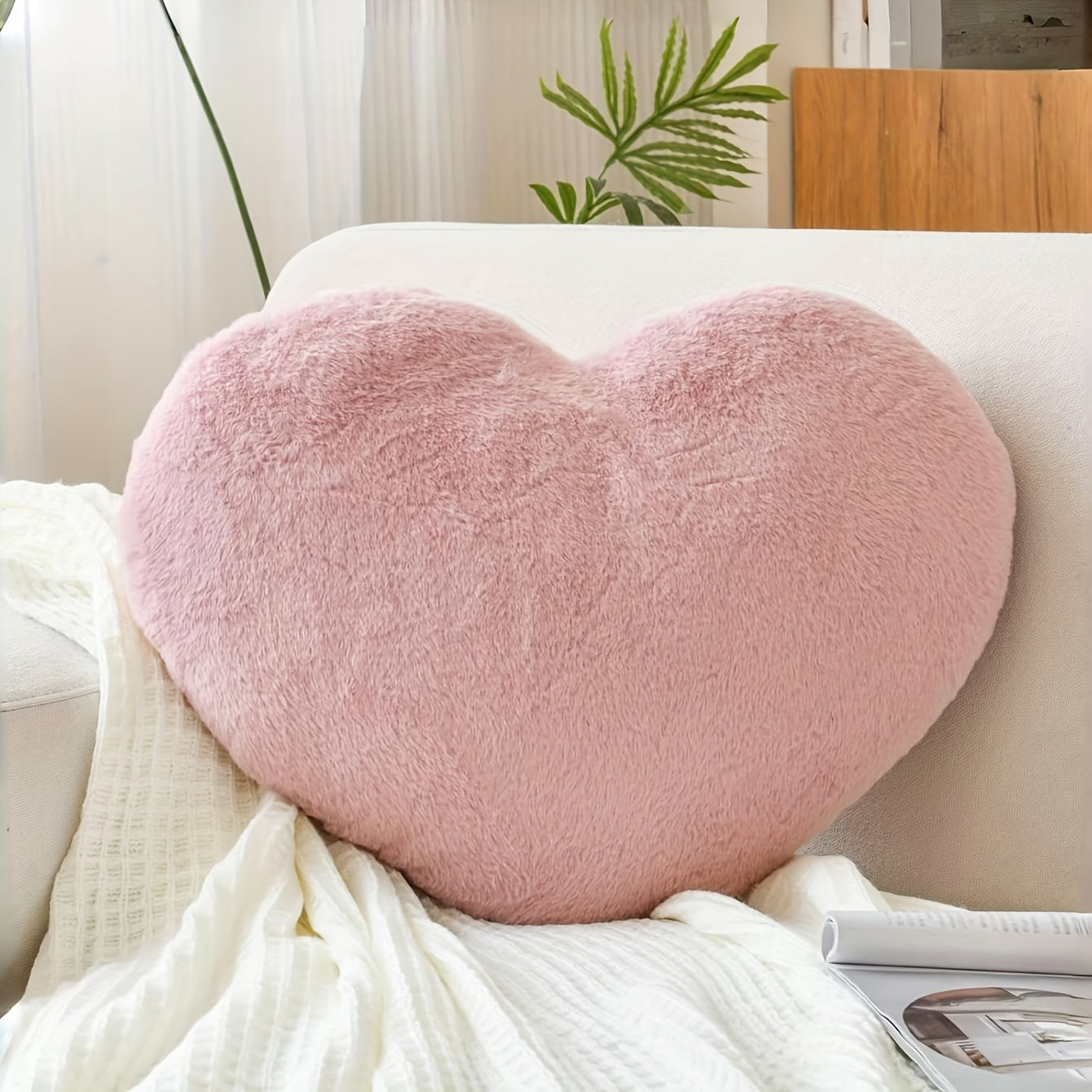 Coussin en forme de cœur - rose / 33cm