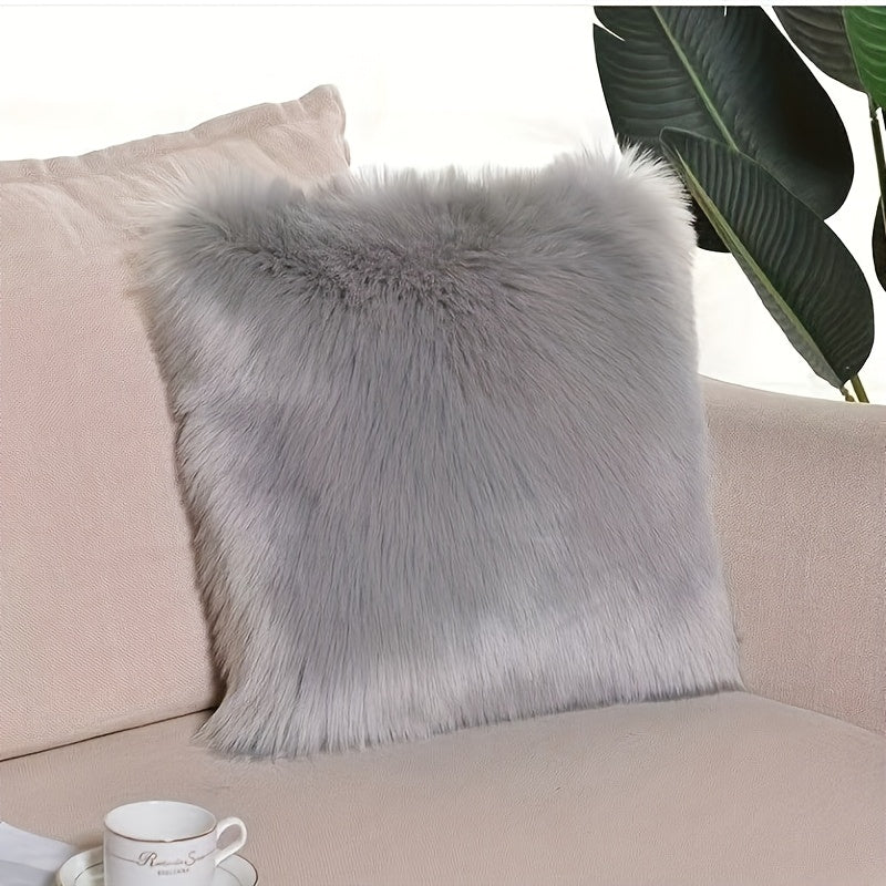 Coussin fausse fourrure - gris