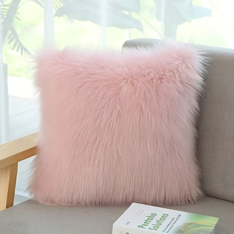 Coussin fausse fourrure - rose