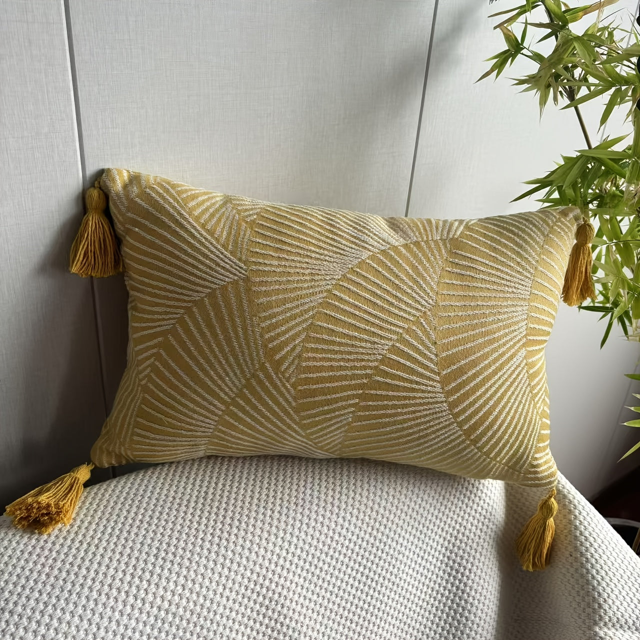 Coussin jaune moutarde
