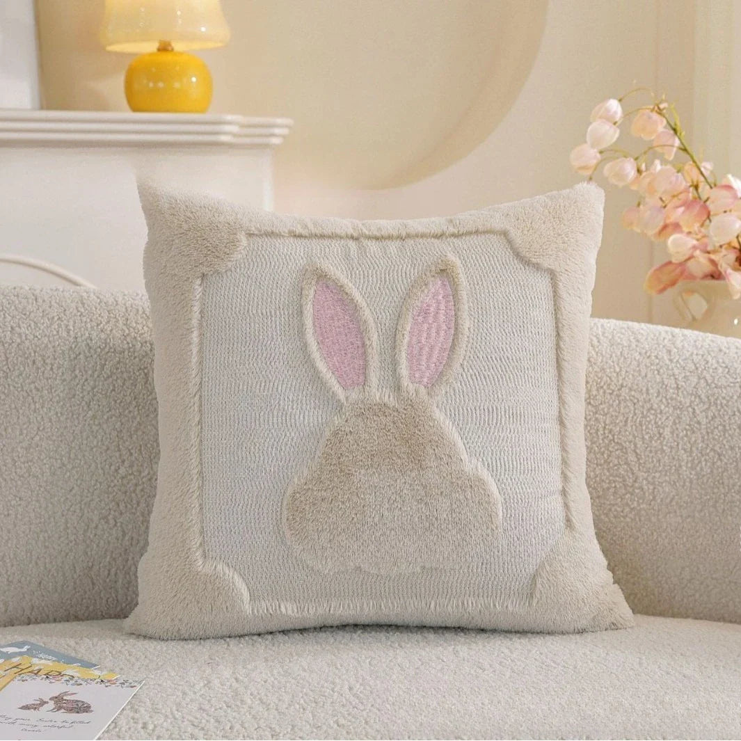 Coussin motif lapin - beige