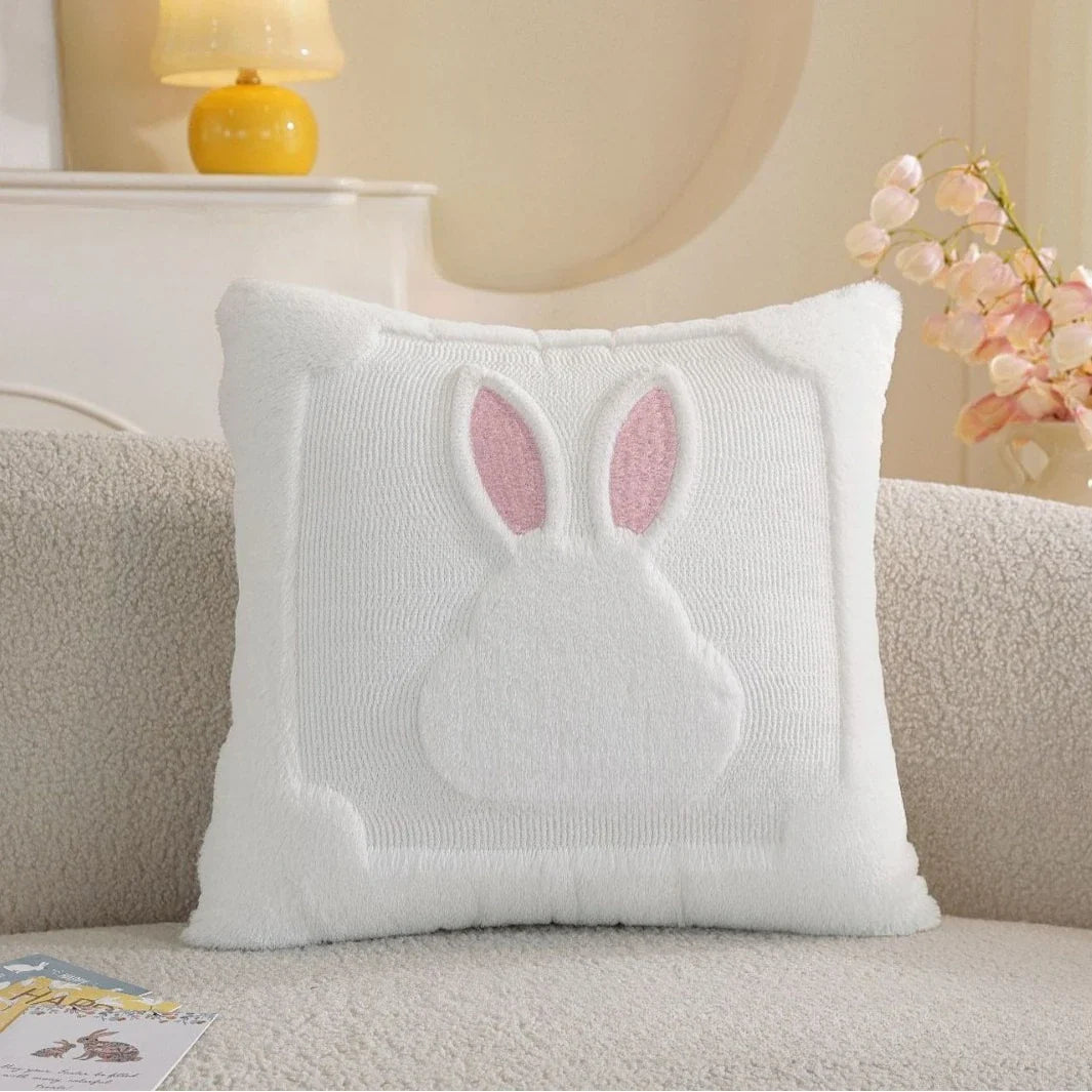 Coussin motif lapin - blanc