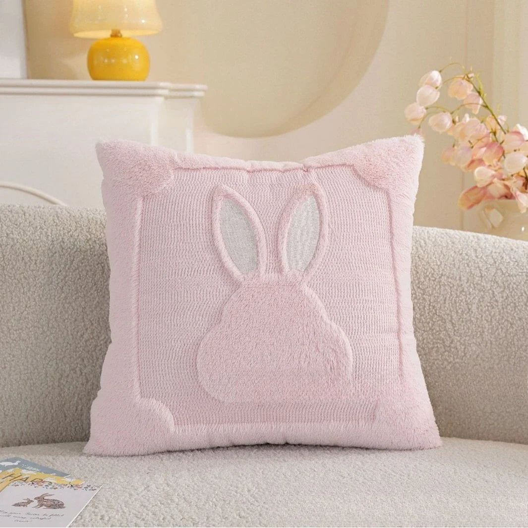 Coussin motif lapin - rose
