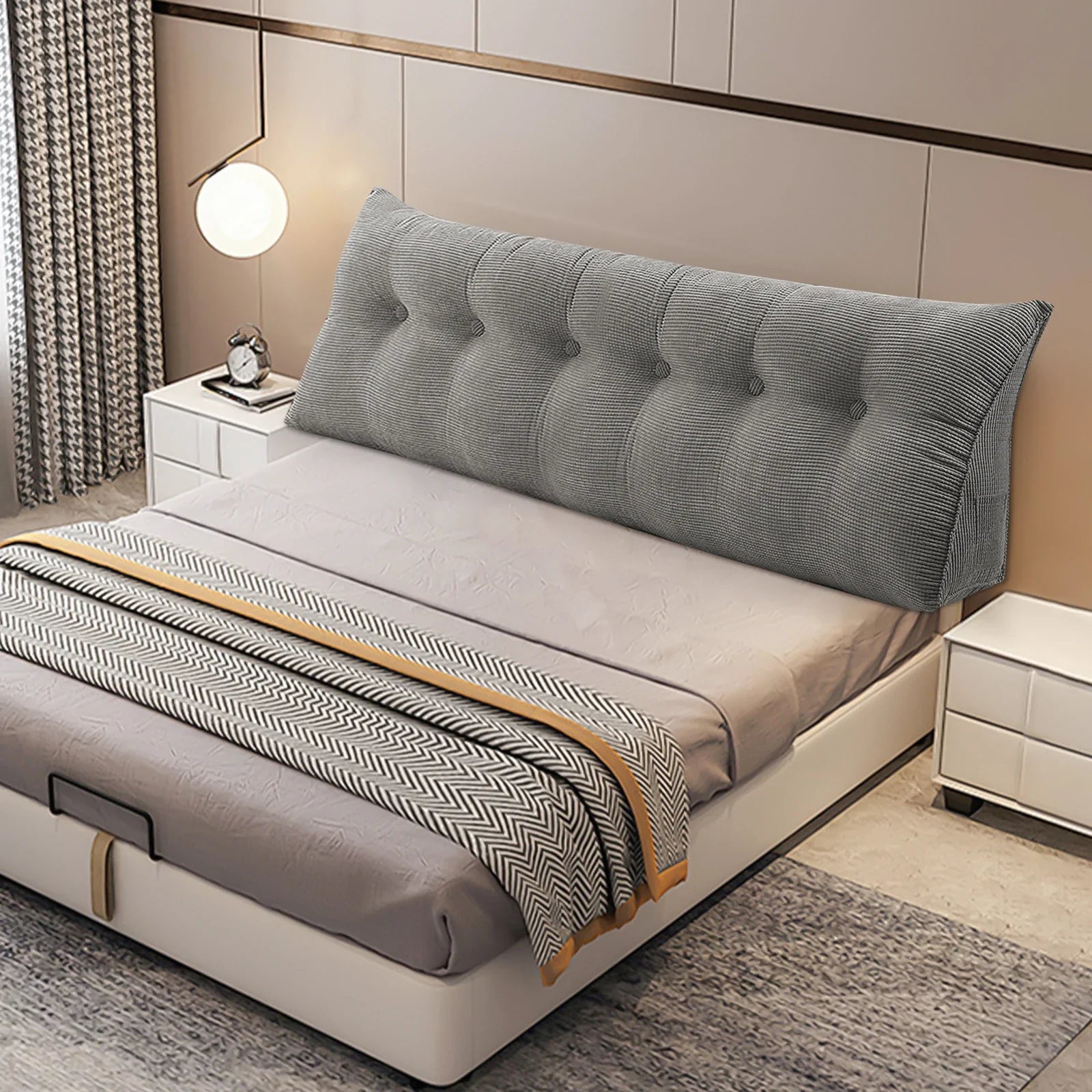 Coussin tete de lit gris