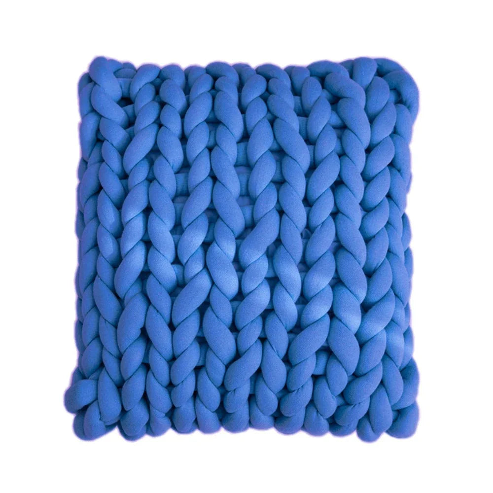 Coussin tressé - bleu