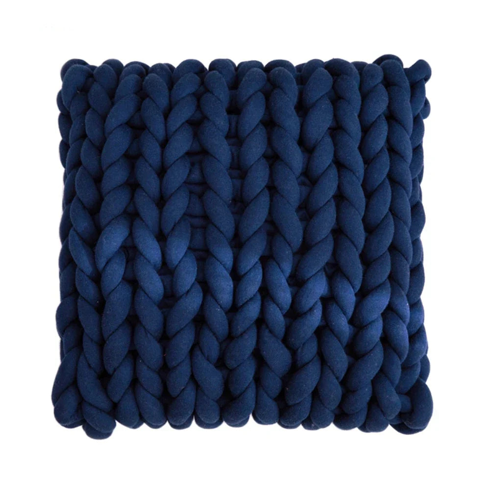 Coussin tressé - bleu marine