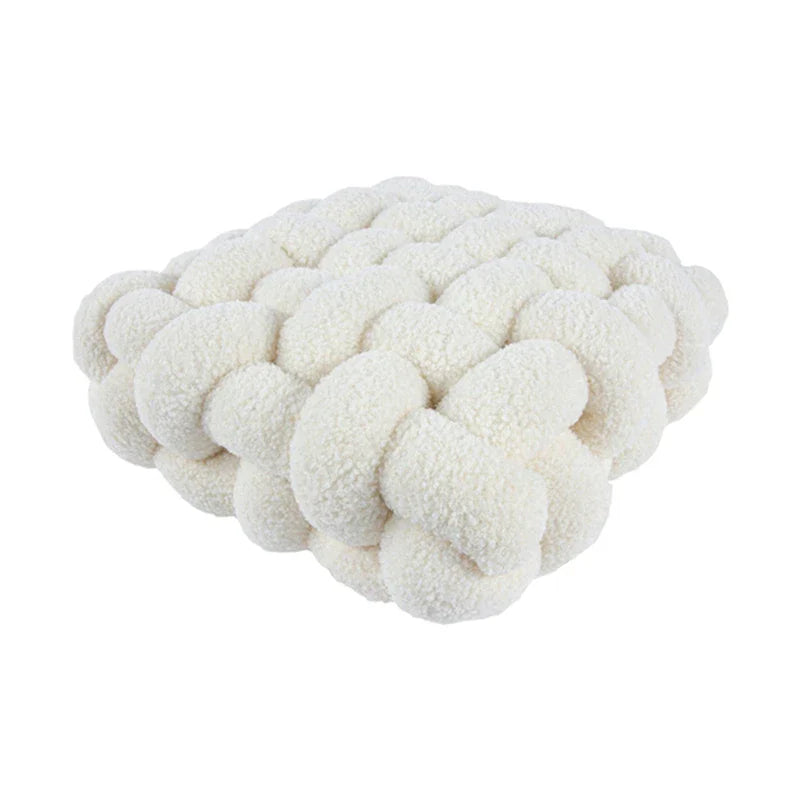 Coussin tressé carré - blanc / 40x40x12cm