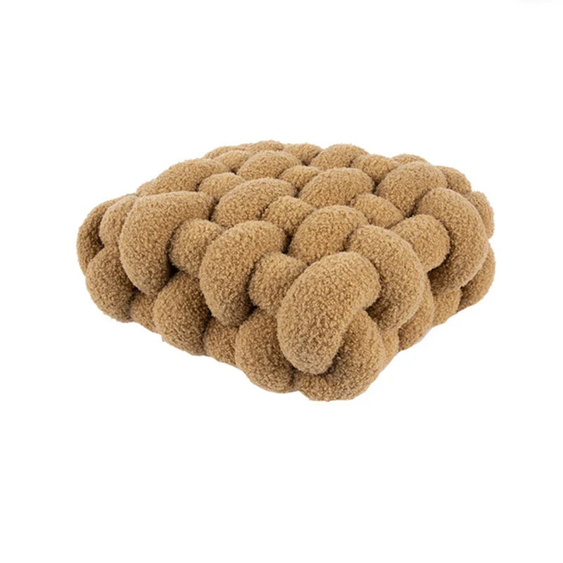 Coussin tressé carré - brun / 40x40x12cm