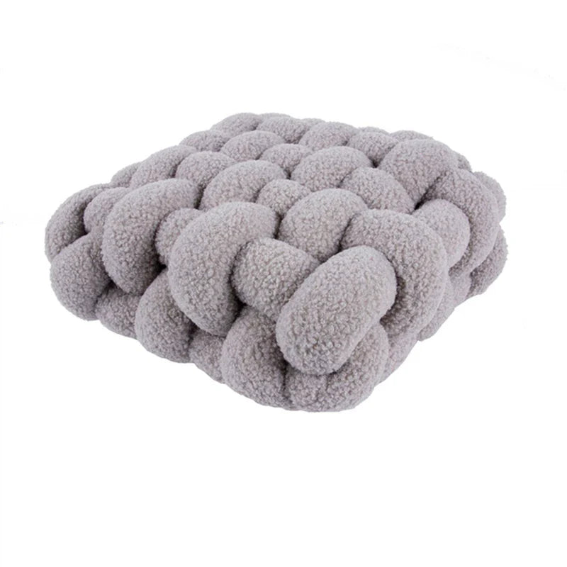 Coussin tressé carré - gris / 33x33x12cm