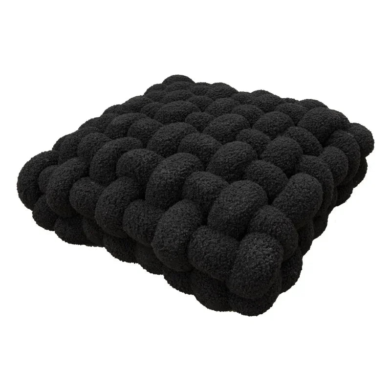Coussin tressé carré - noir / 40x40x12cm