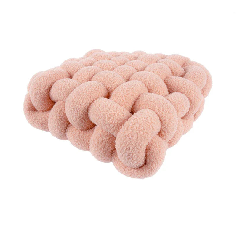 Coussin tressé carré - rose / 40x40x12cm