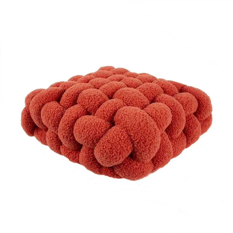 Coussin tressé carré - rouge / 40x40x12cm