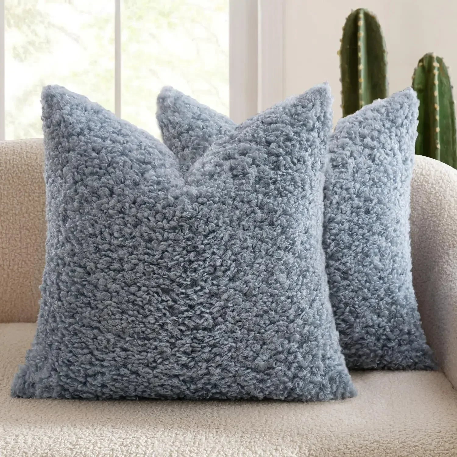 Housse coussin polaire - bleu