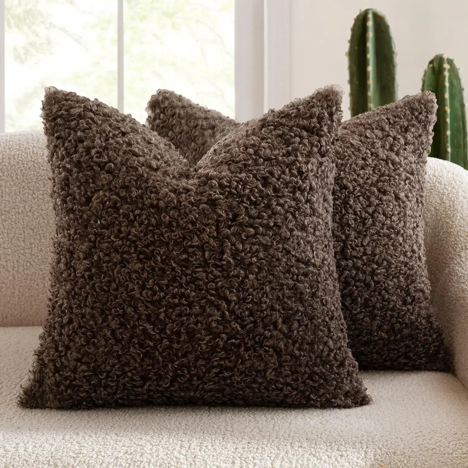Housse coussin polaire - brun foncé