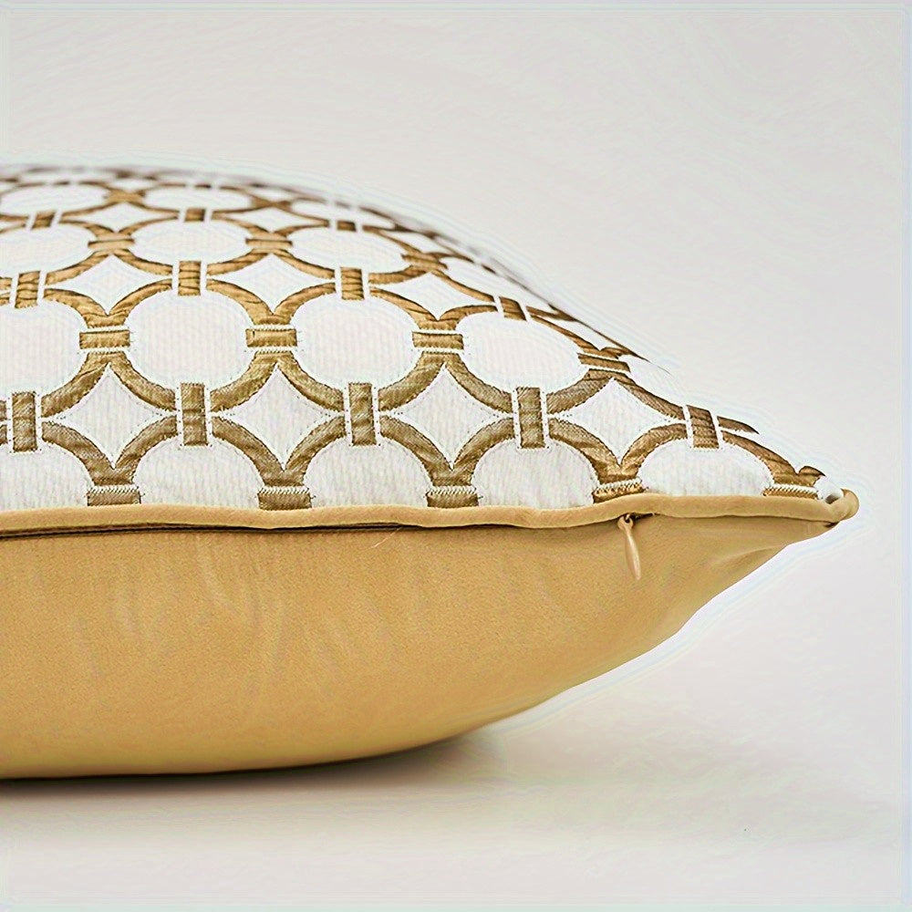 Housse de coussin blanc et or
