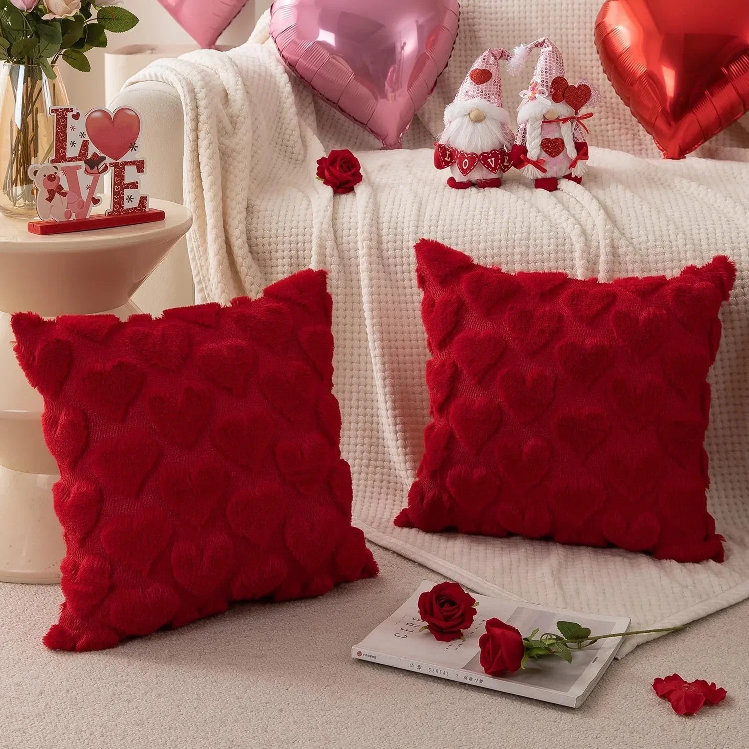 Housse de coussin cœur
