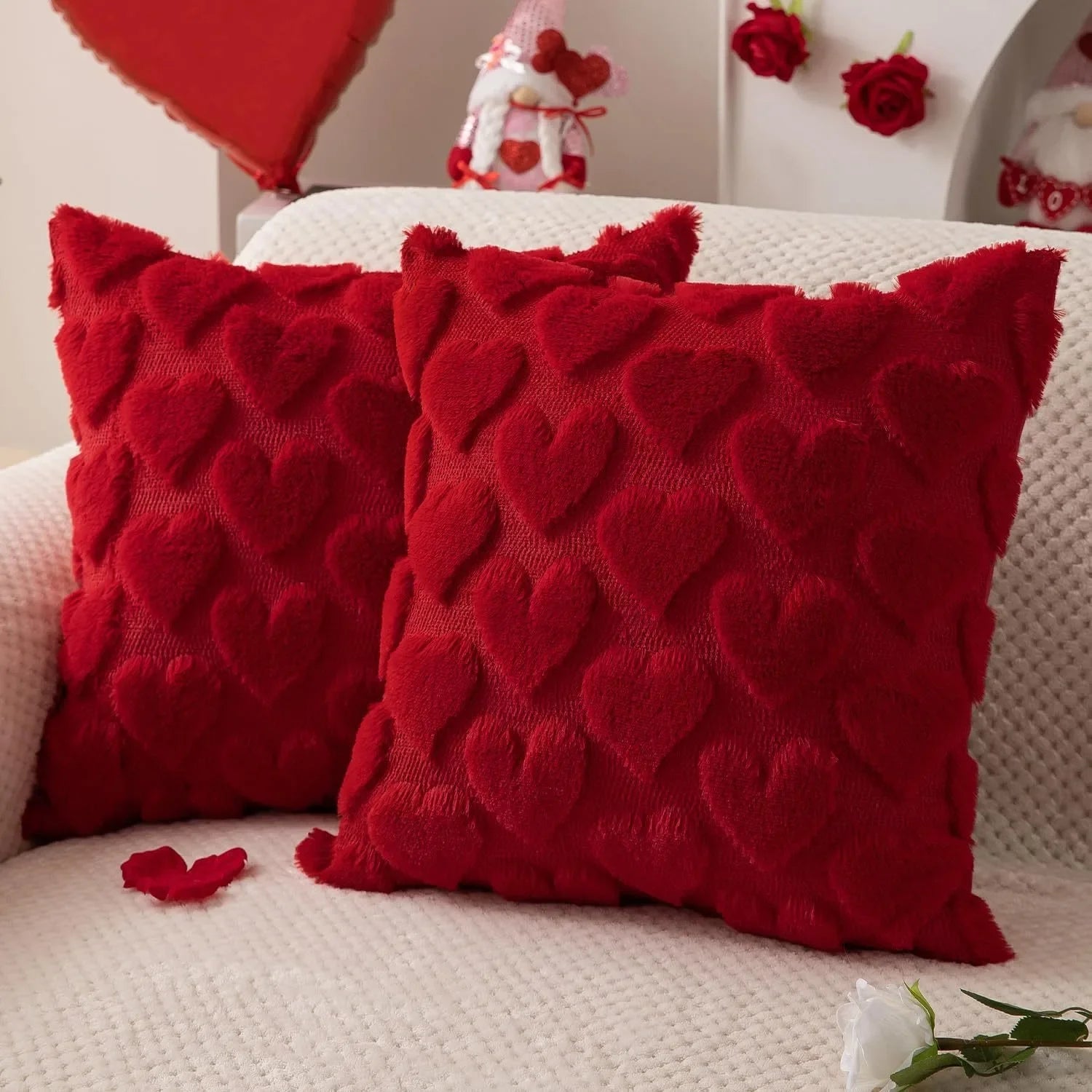 Housse de coussin cœur