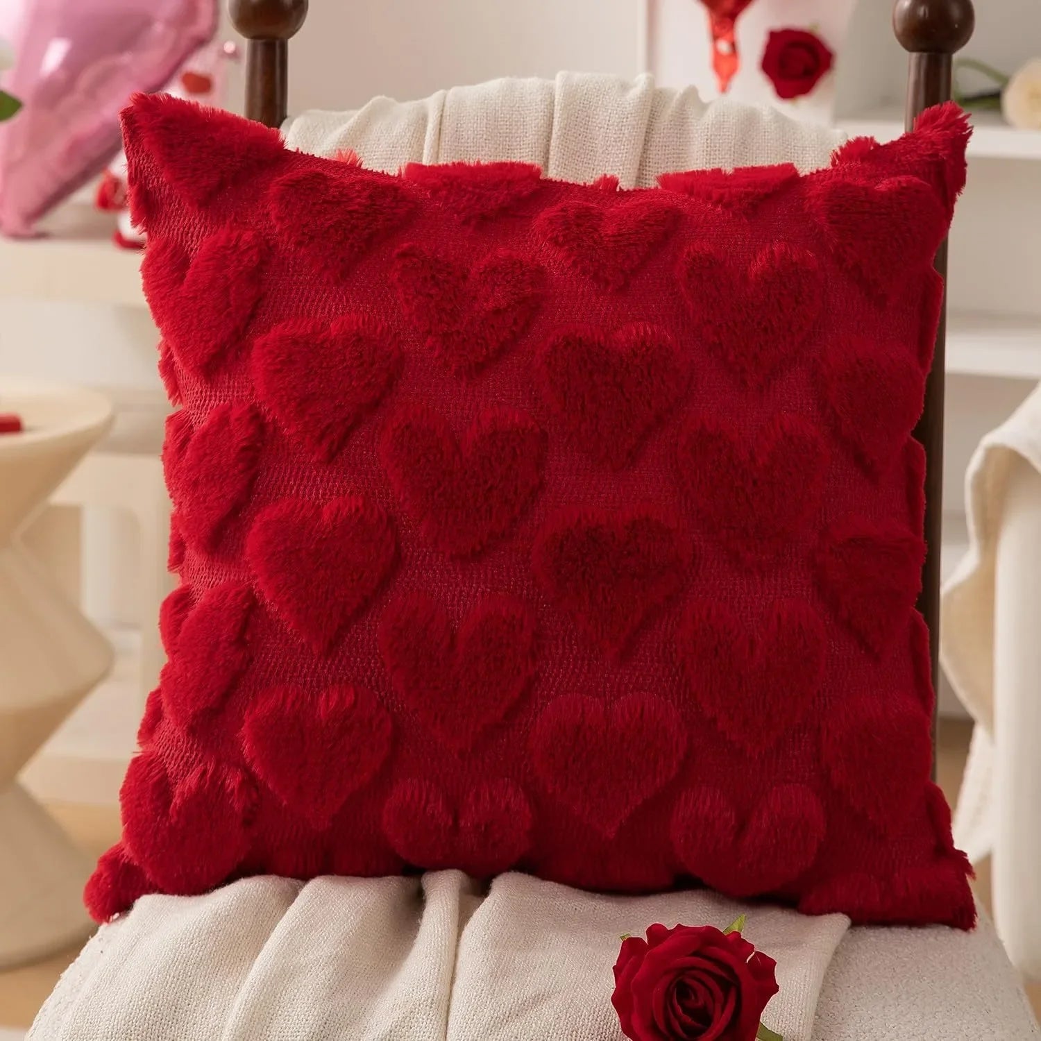 Housse de coussin cœur - rouge