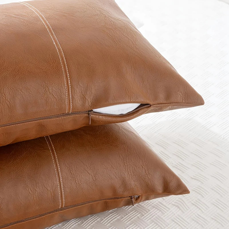 Housse de coussin cuir