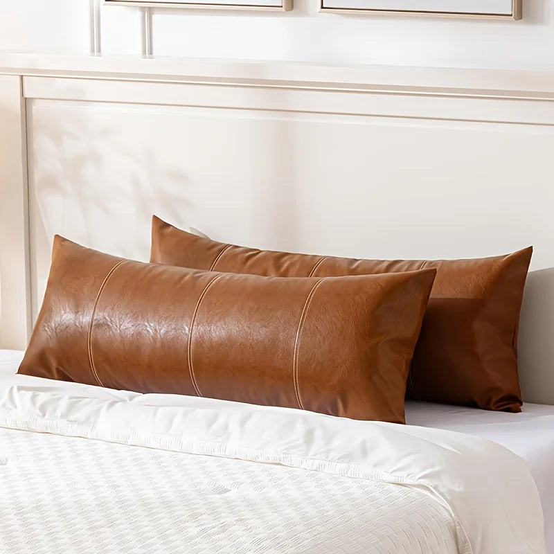 Housse de coussin cuir