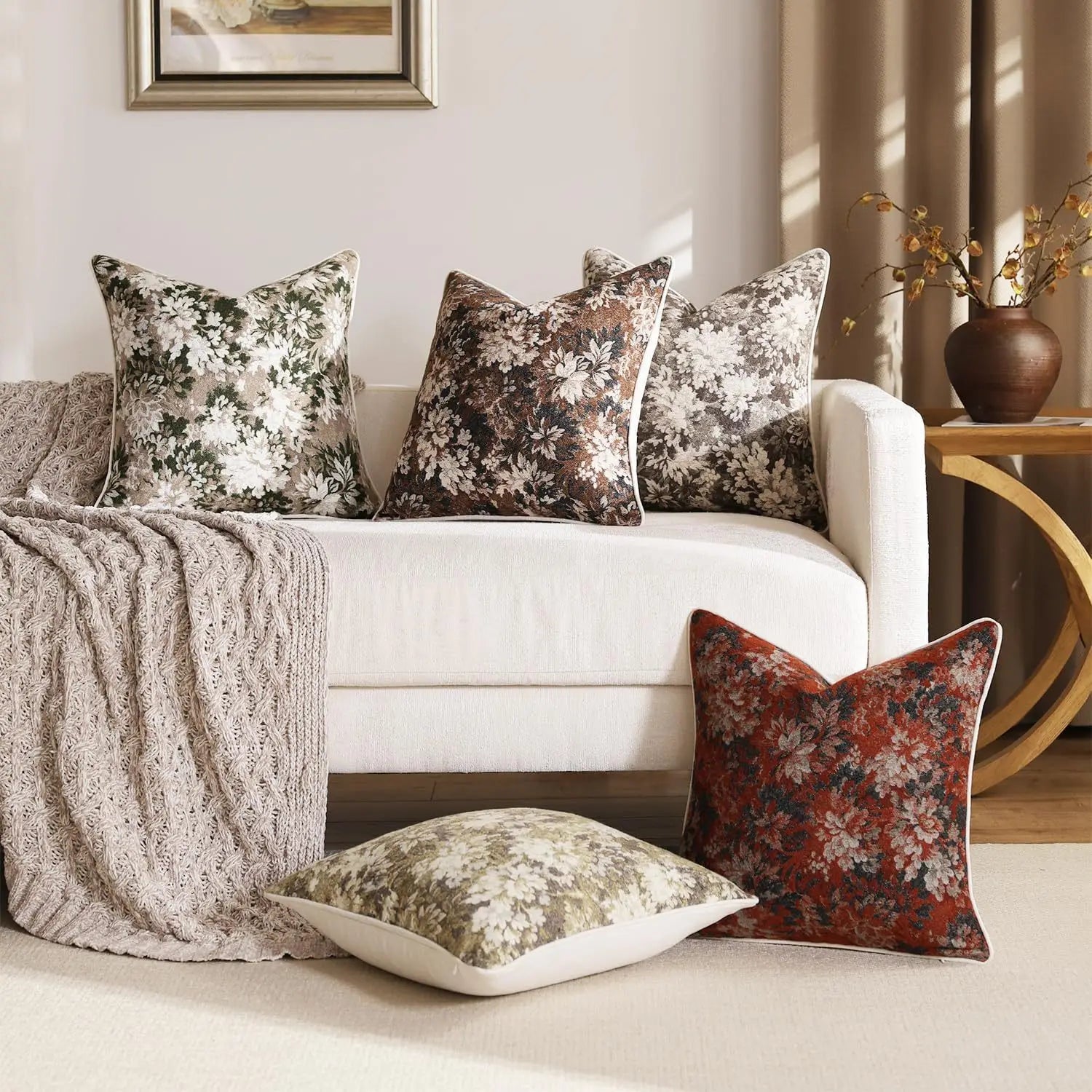 Housse de coussin fleuri