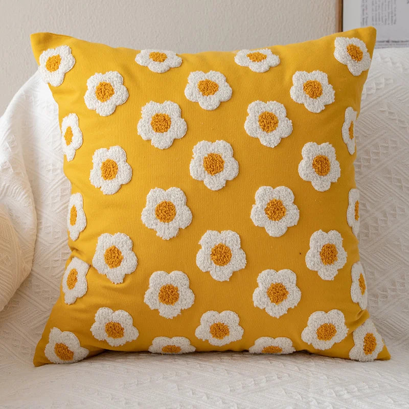 Housse de coussin fleurs - orange