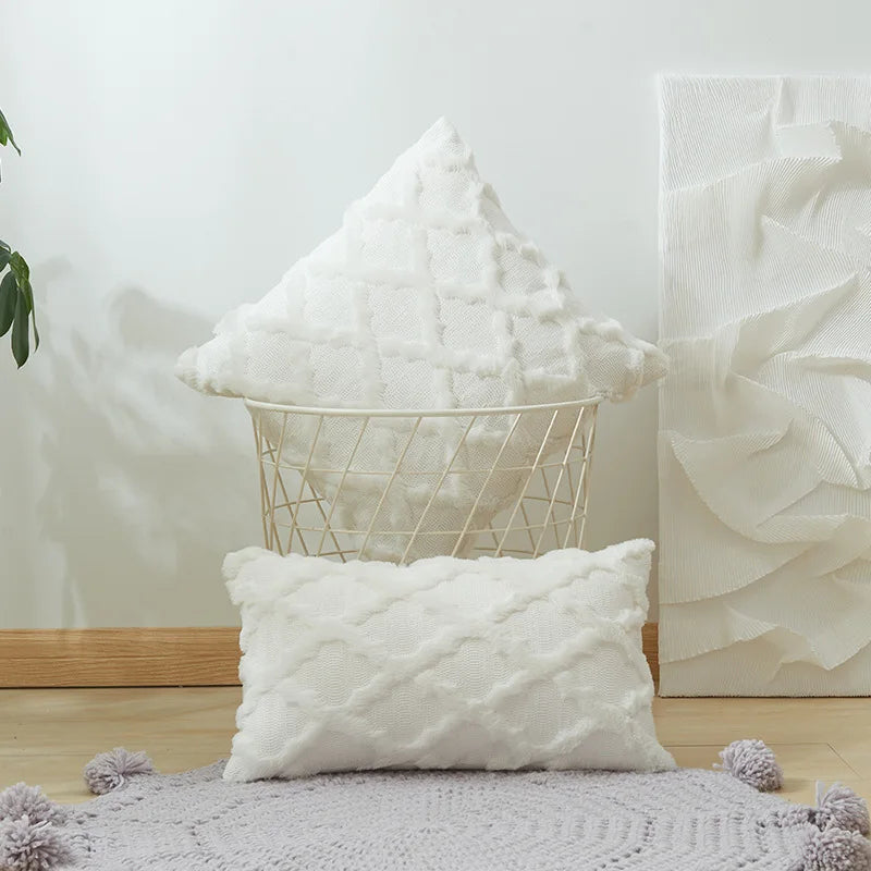 Housse de coussin laine - blanc