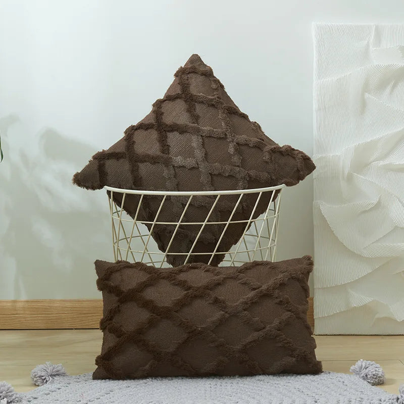 Housse de coussin laine - brun