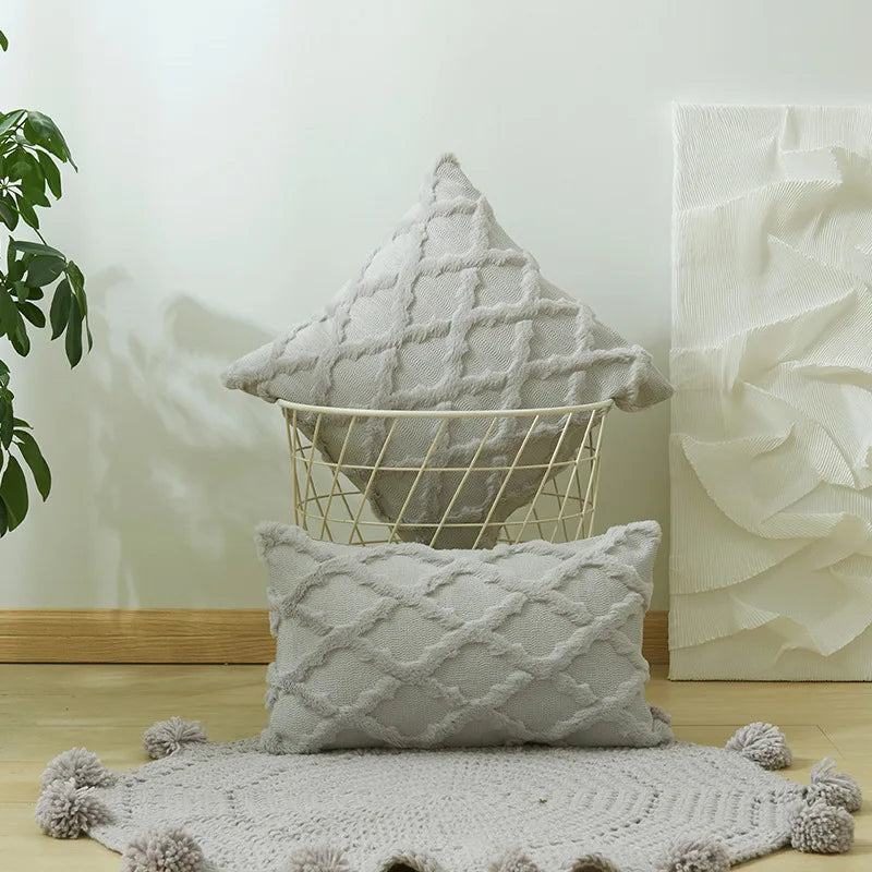 Housse de coussin laine - gris