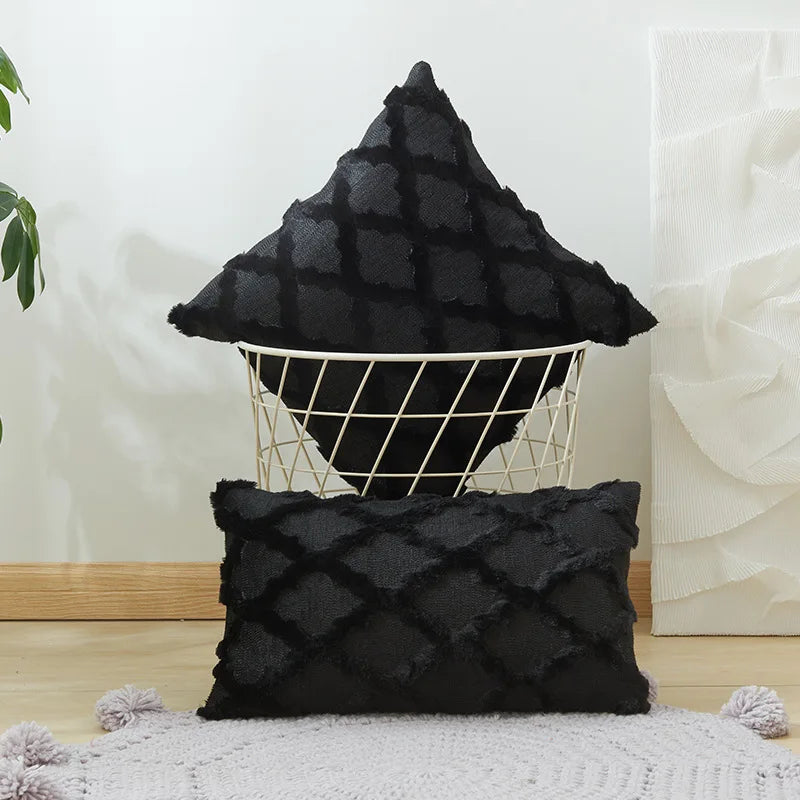 Housse de coussin laine - noir