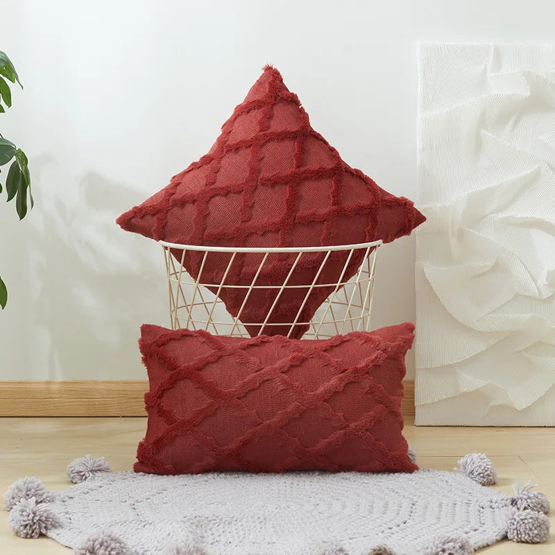Housse de coussin laine - rouge