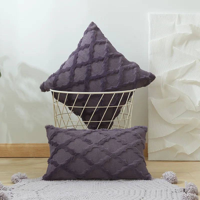 Housse de coussin laine - violet