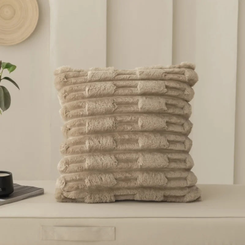 Housse de coussin polaire - brun