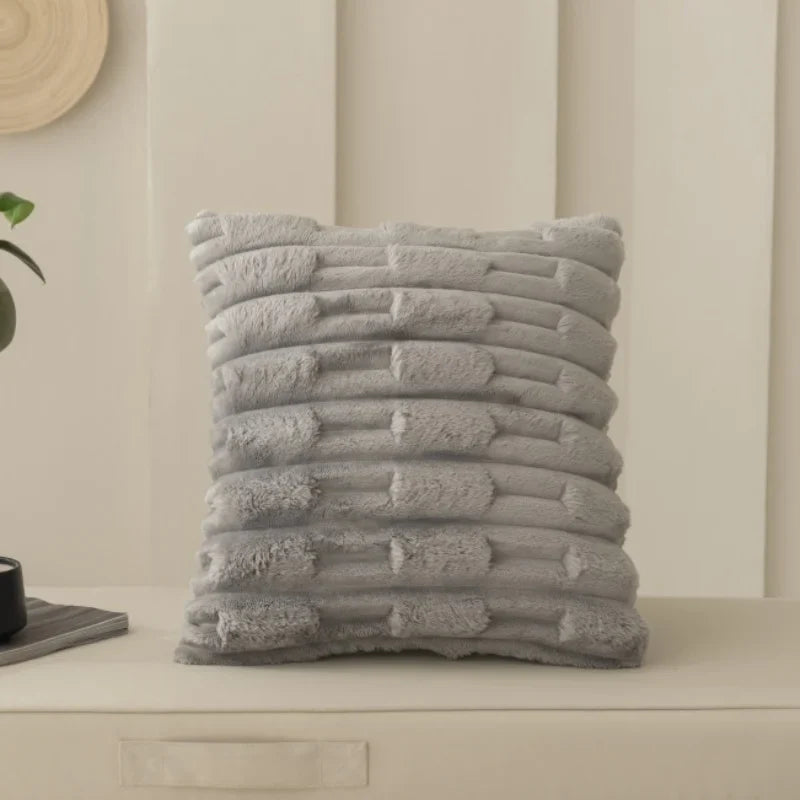 Housse de coussin polaire - gris