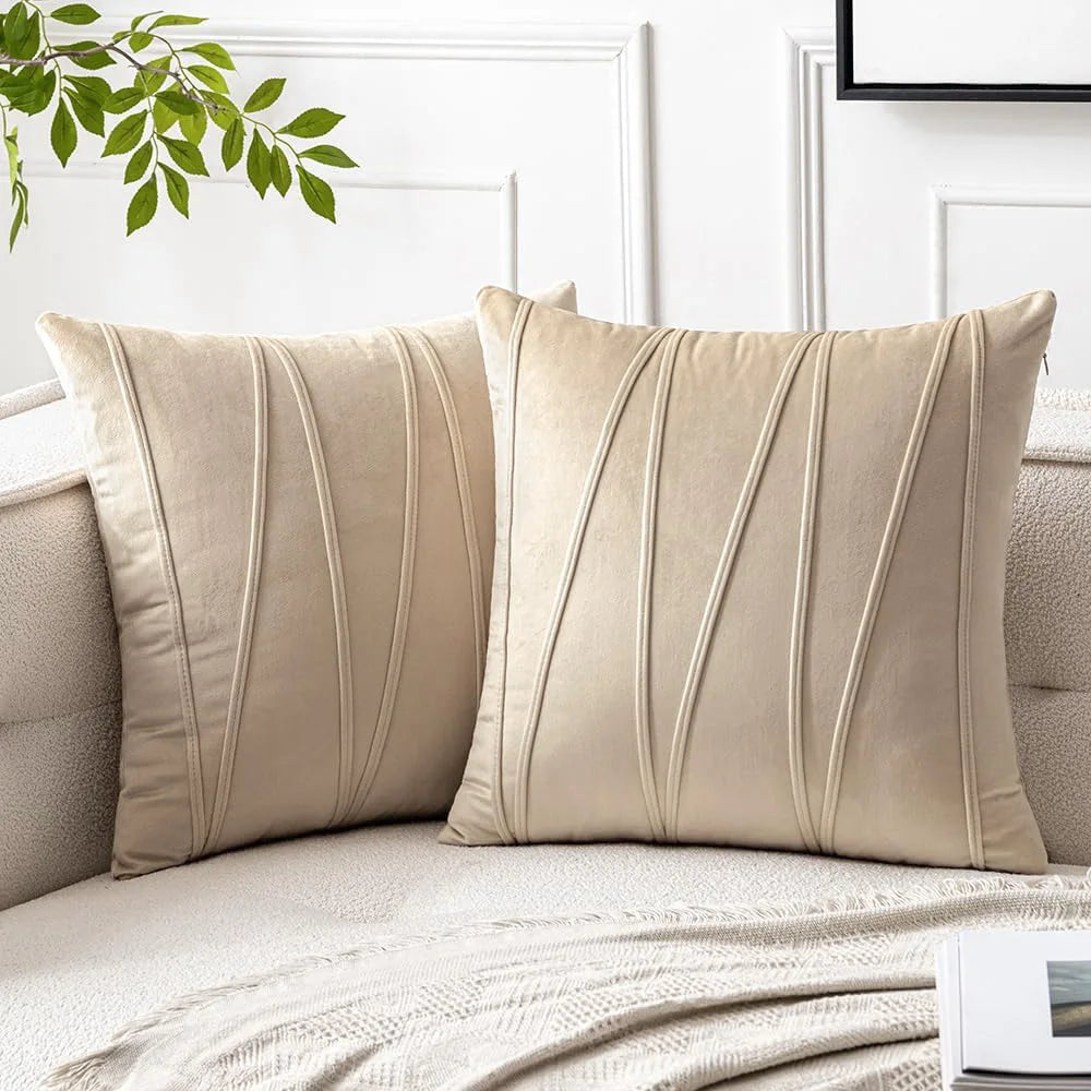 Housse de coussin velours - beige